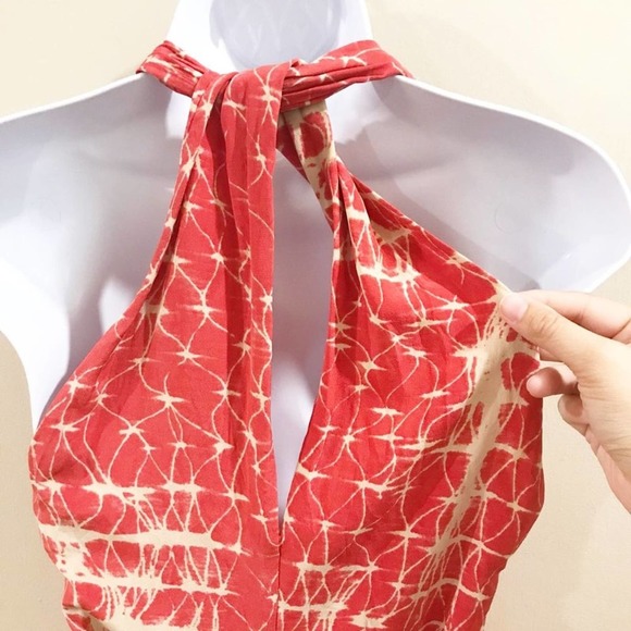 Gryphon Silk Rope Halter Maxi Dress Coral Medium - Picture 8 of 10